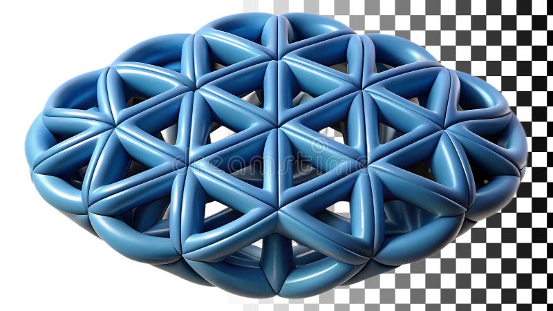 Abstract blue geometric lattice pattern textured surface png transparent image Generative AI royalty free illustration