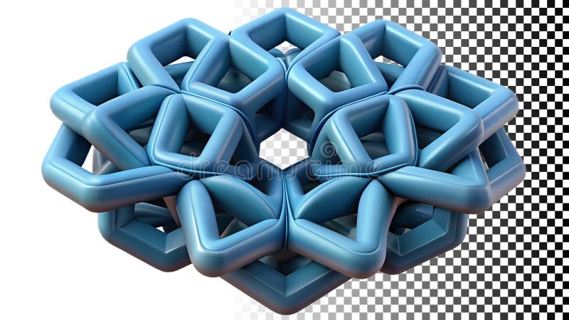 Abstract blue geometric lattice structure network pattern design png transparent image Generative AI vector illustration