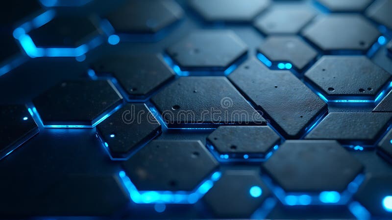 Abstract Blue Glowing Hexagon Pattern royalty free illustration