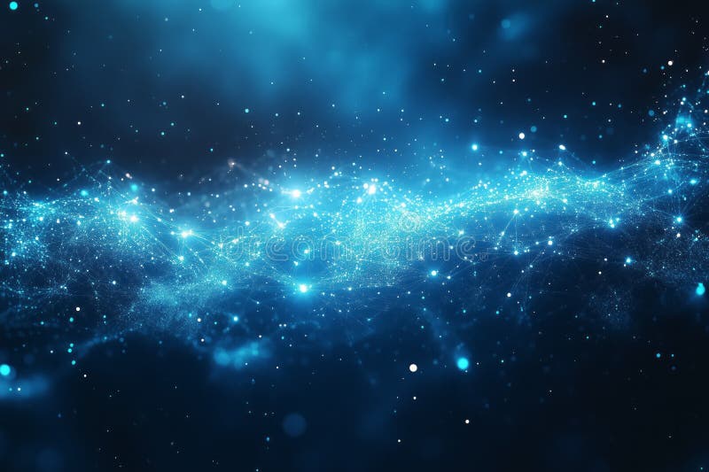 Abstract blue glowing network representing global data exchange and communication vector illustration