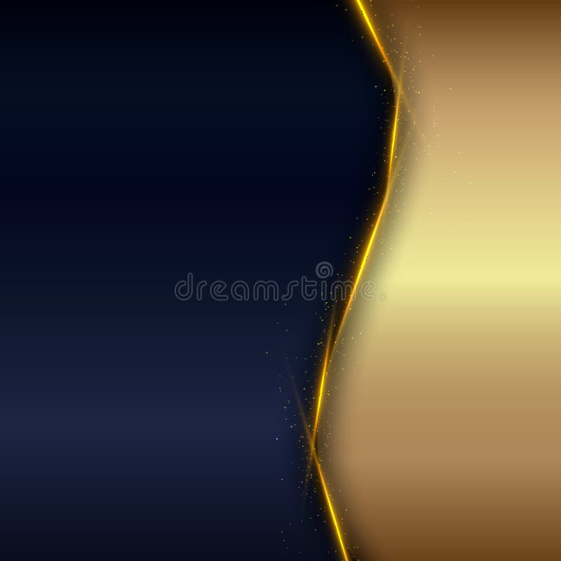 Abstract Blue and Gold Metallic with Lighting Sparkling Luxury