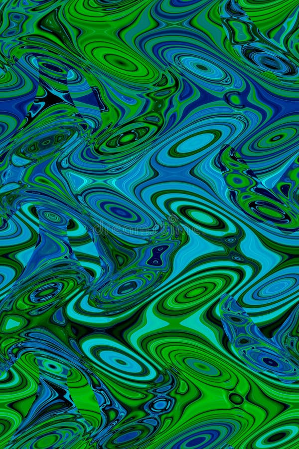 Abstract Bluegreen Background, Psychedelic Pattern with Beautiful
