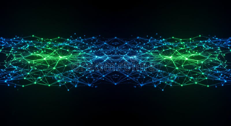 Abstract Blue And Green Network Connections Background royalty free illustration