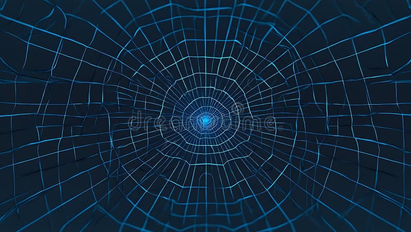 Abstract Blue Grid Concentric Pattern stock illustration