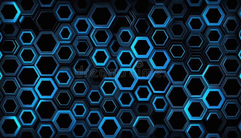 Abstract Blue Hexagon Background: Geometric 3D Pattern of Interlocking Shapes, Dark and Bright Blue Hues vector illustration