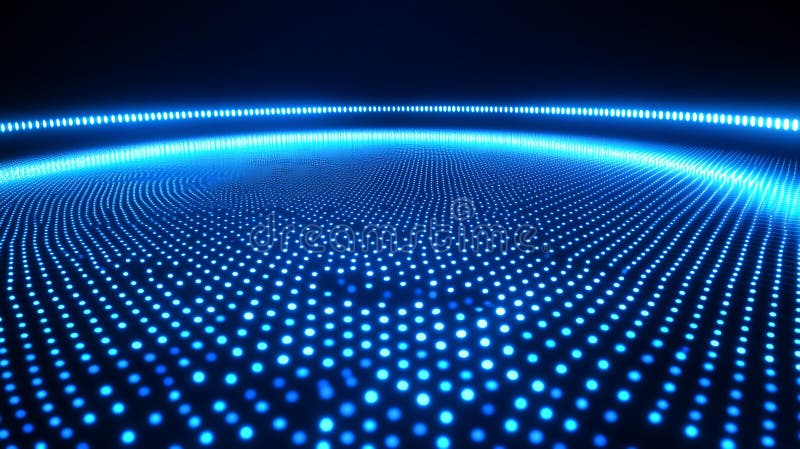 Abstract Blue Light Array Forming a Wavy Surface royalty free stock image