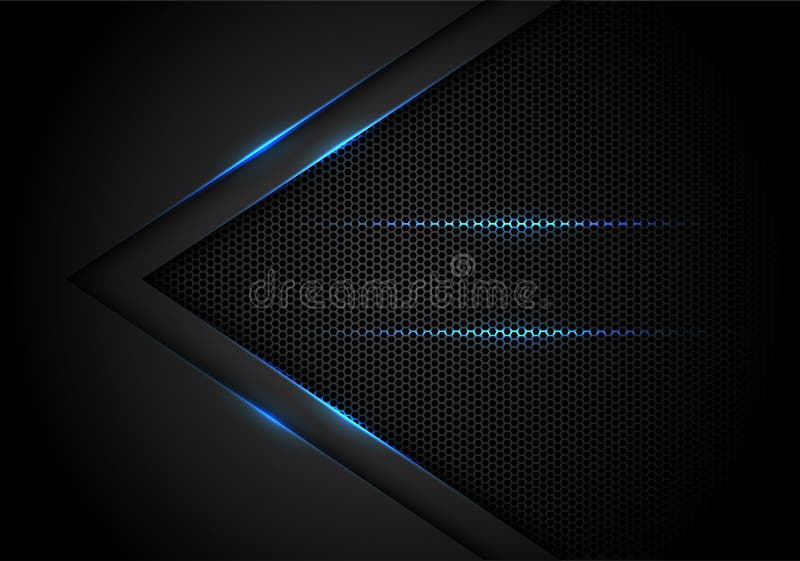 Abstract blue light arrow on black with hexagon mesh design modern luxury futuristic technology background vector stock illustration