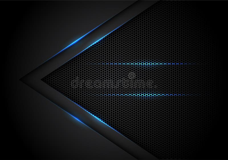 Abstract blue light arrow on black with hexagon mesh design modern luxury futuristic technology background vector