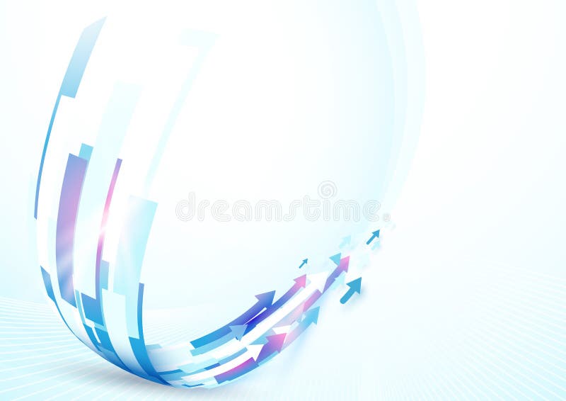 Abstract blue line rectangle curve shape with arrow vector illustration