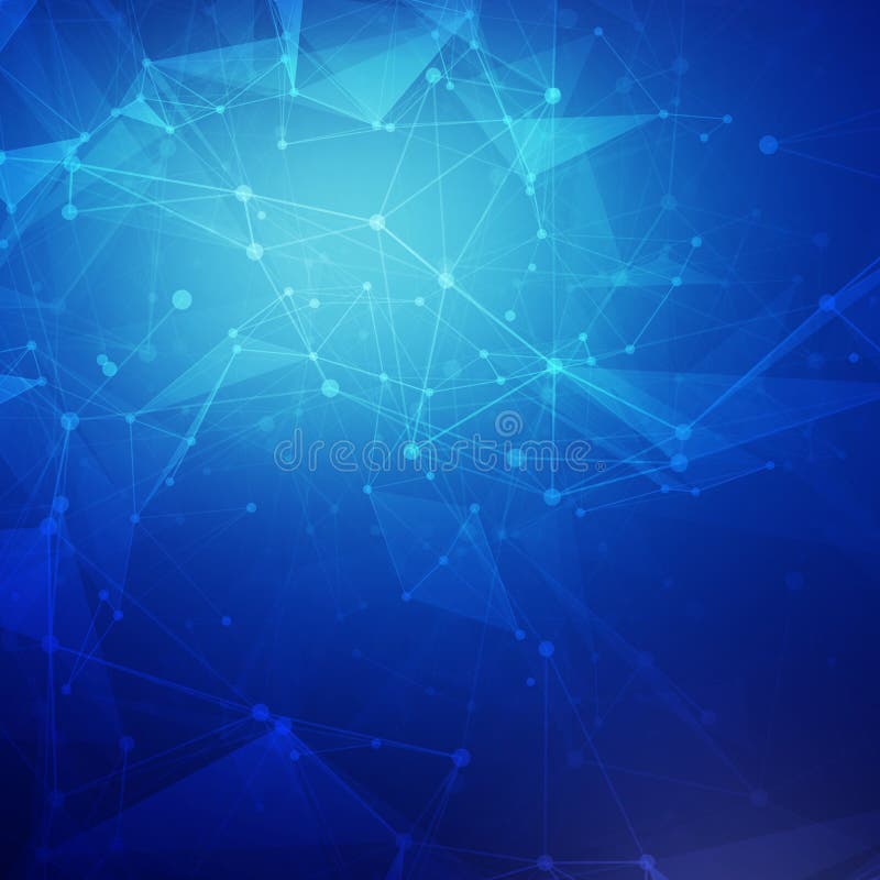 Abstract blue low poly bright technology vector stock illustration
