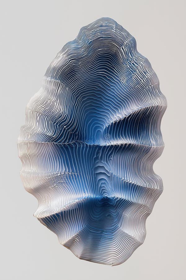 Abstract Blue metallic Textured Oyster Shell in Layered Waves royalty free illustration