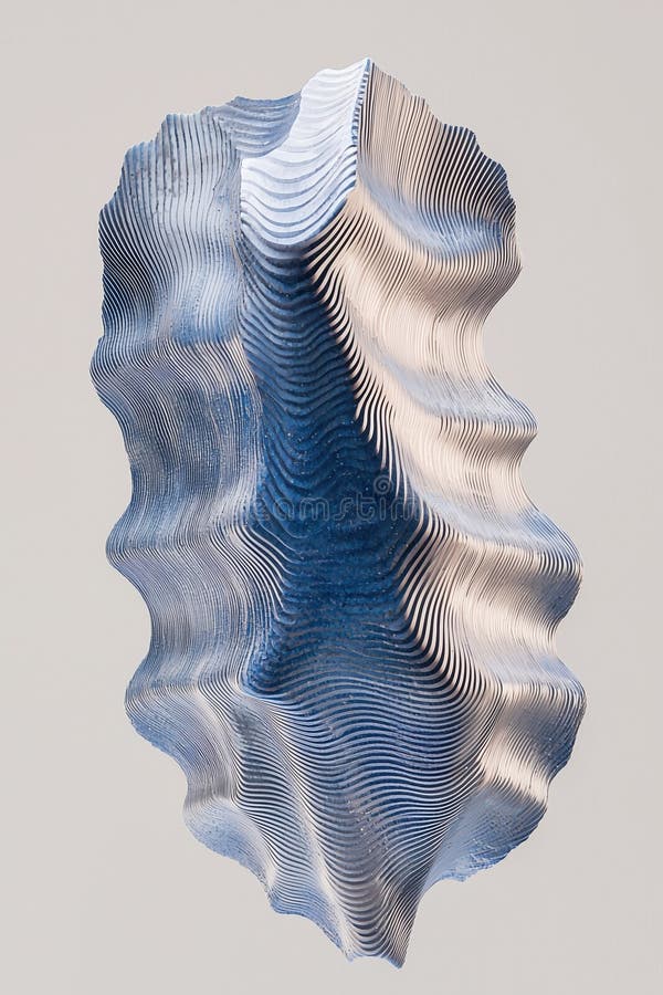 Abstract Blue metallic Textured Oyster Shell in Layered Waves royalty free illustration