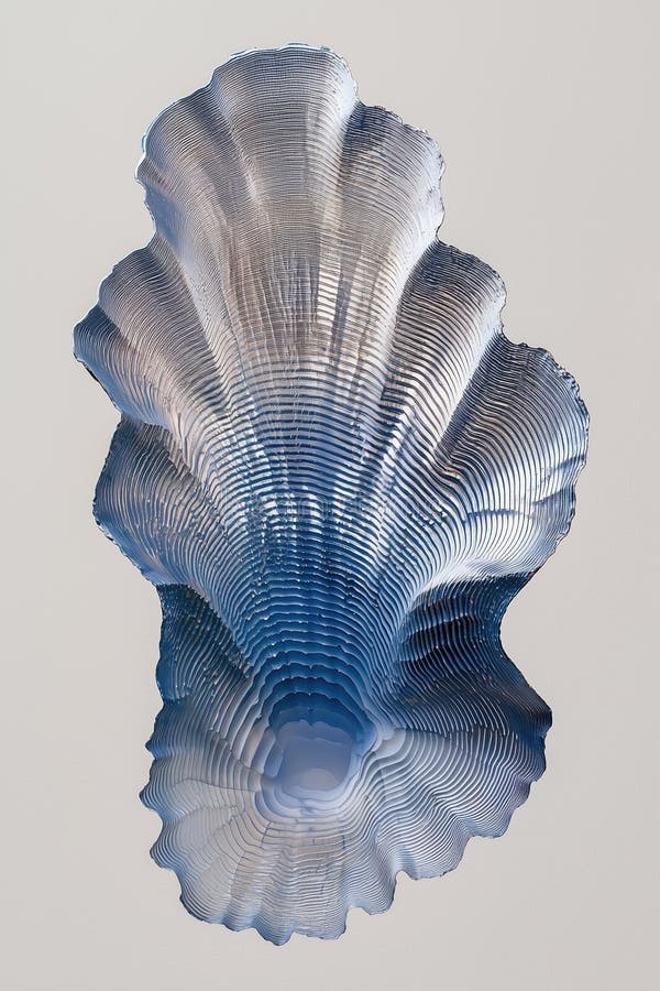 Abstract Blue metallic Textured Oyster Shell in Layered Waves stock illustration