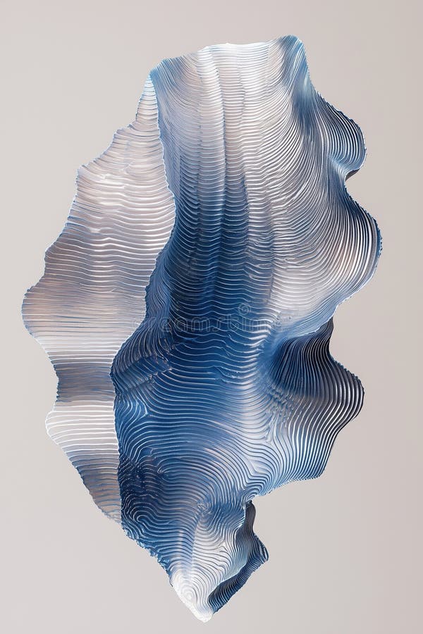 Abstract Blue metallic Textured Oyster Shell in Layered Waves royalty free illustration