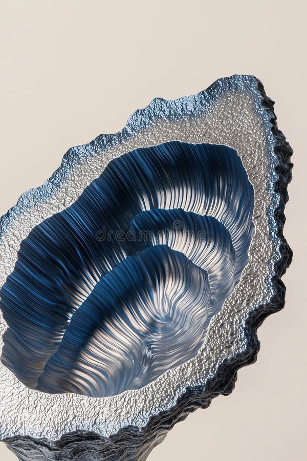 Abstract Blue metallic Textured Oyster Shell in Layered Waves royalty free illustration