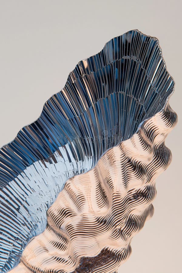 Abstract Blue metallic Textured Oyster Shell in Layered Waves vector illustration