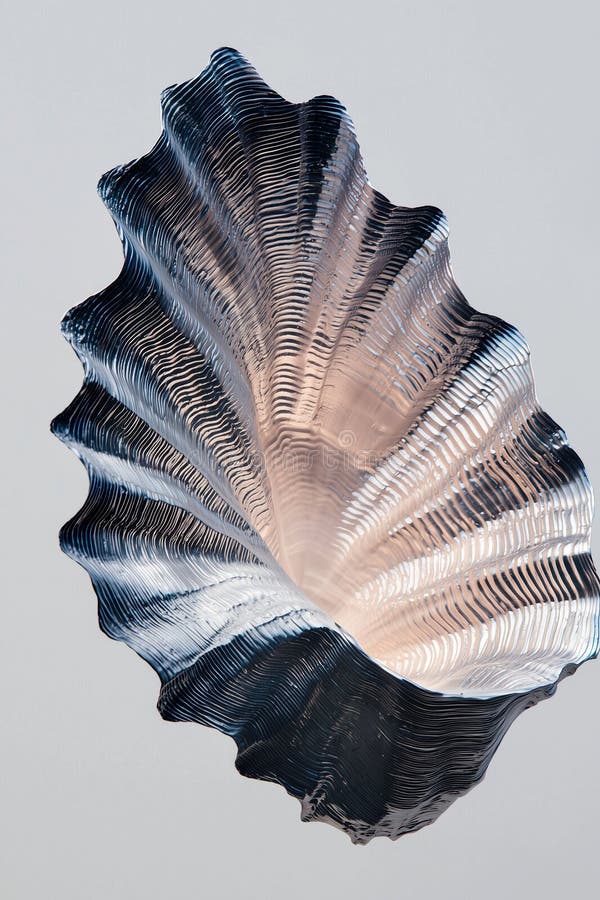 Abstract Blue metallic Textured Oyster Shell in Layered Waves royalty free illustration