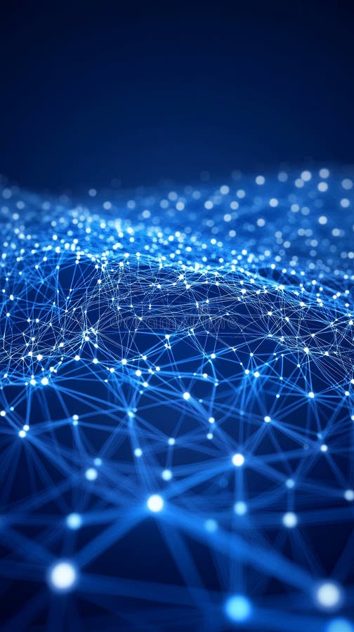 Abstract blue network of glowing points royalty free illustration