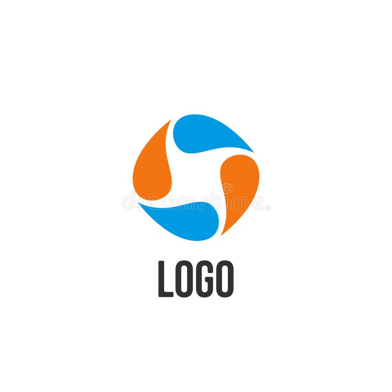 Abstract Blue and Orange Drops Circle Logo. Liquid Circulation Logotype ...