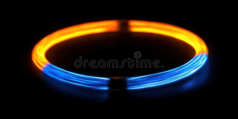 Abstract Blue Orange Light Trails Circular Design Modern Background glow wave dark neon ring lines vector illustration