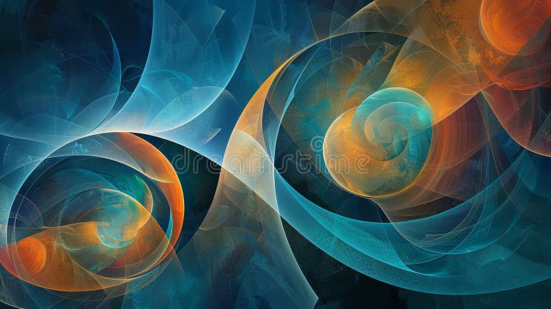 Vârfuri abstracte de culoare albastru și portocaliu abstract de artă digitală abstractă, cu forme de culoare albastru și portocali stock illustration