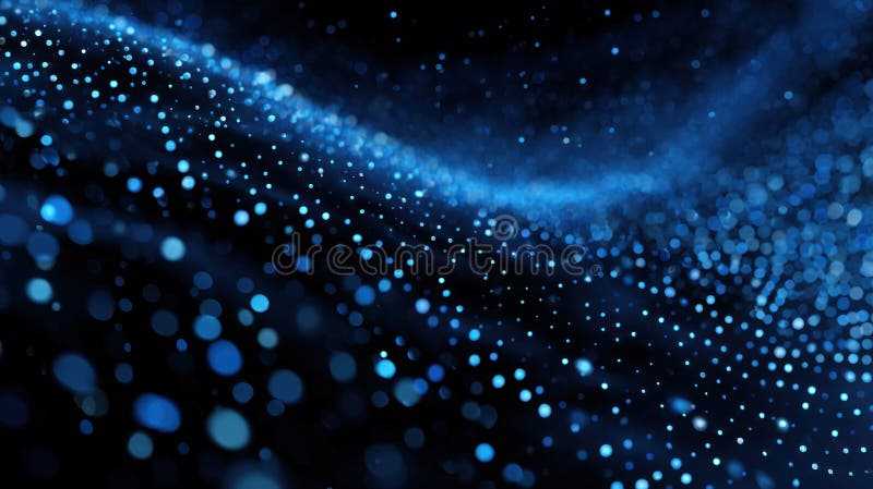 Abstract blue particle wave on black background creating cosmic energy effect royalty free illustration