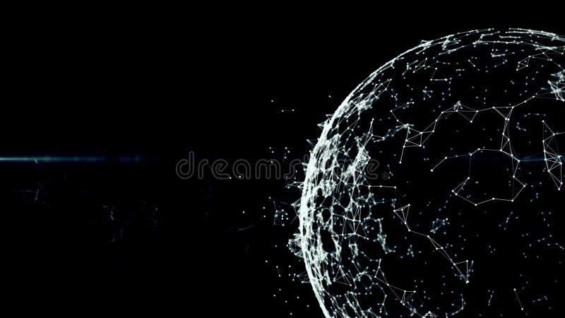 Abstract blue plexus Geometric, Polygonal or Lowpoly Style Sphere made From a lines and dots or nodes. 4K Ultra HD stock illustration
