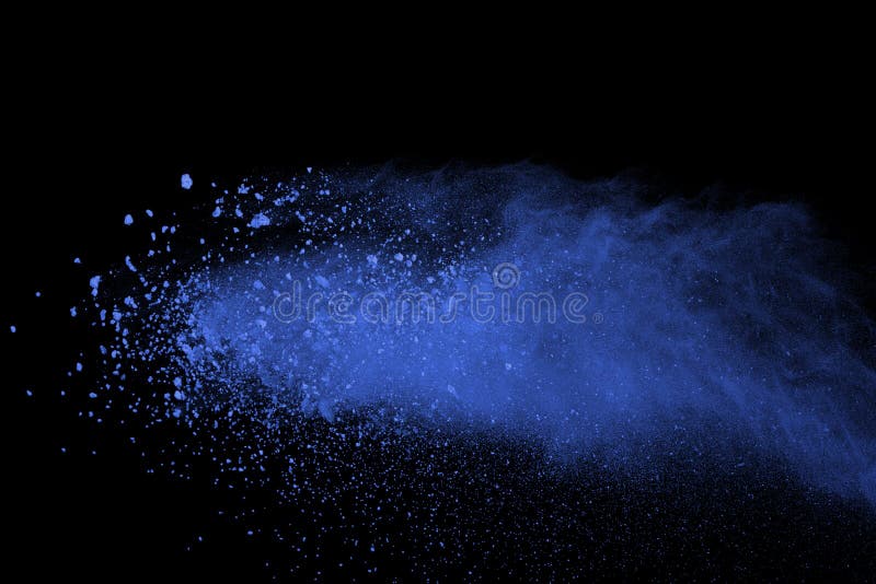 Abstract of Blue Powder Explosion on Black Background. Blue Powder