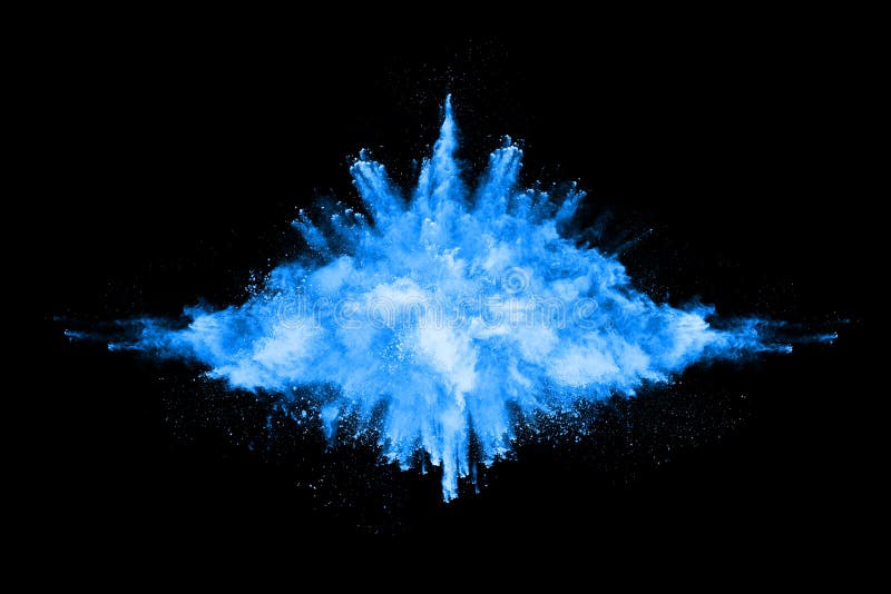 Abstract blue powder splatted background. Abstract blue powder splatted background,Freeze motion of color powder exploding/throwing color powder,color glitter texture on black background.