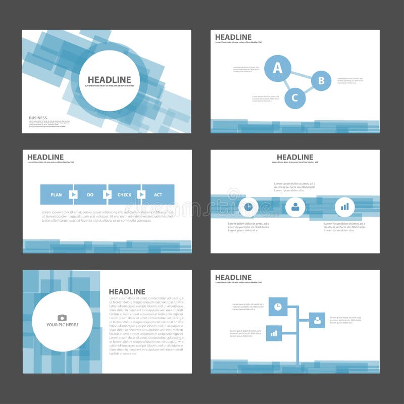 Abstract blue presentation templates Infographic elements flat design set for brochure flyer leaflet marketing royalty free illustration