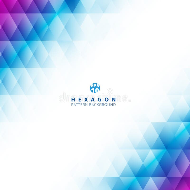 Abstract blue and purple gradient color geometric hexagon pattern on white background and texture with copy space. Creative design royalty free illustration