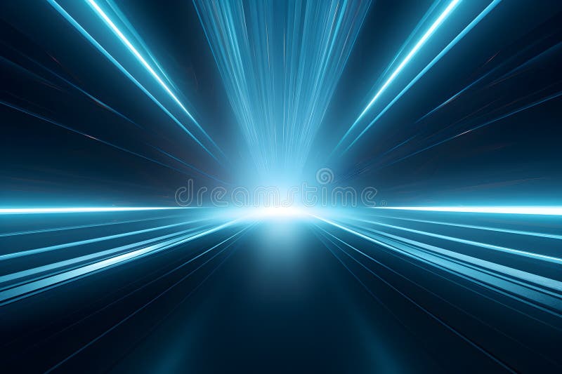Abstract blue rays light shining out of large open space background royalty free illustration