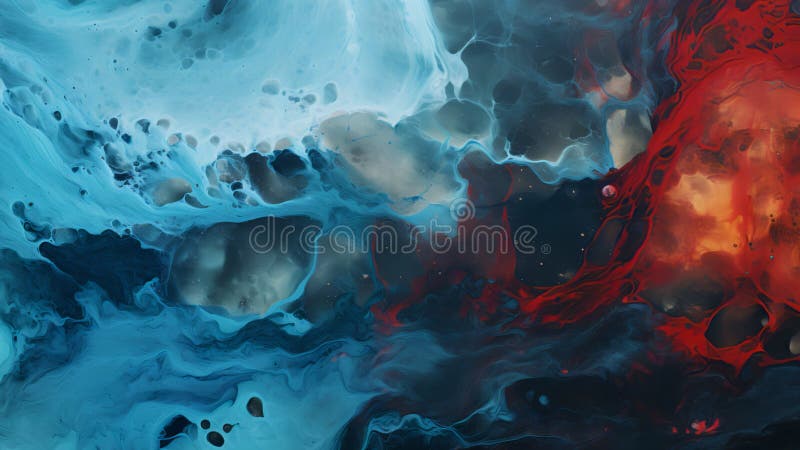 Abstract blue and red liquid, in the style of naturalistic, atmospheric paintings illustration vector illustration