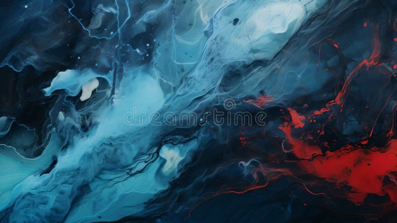 Abstract blue and red liquid, in the style of naturalistic, atmospheric paintings illustration stock illustration