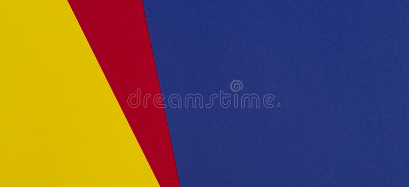 Abstract blue, red and yellow color paper geometry composition background royalty free stock image