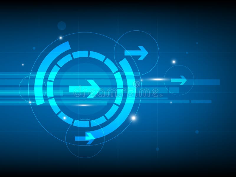 Abstract blue right arrow circle digital technology background, futuristic structure elements concept background vector illustration