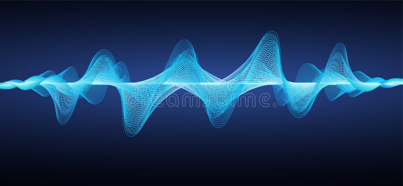Abstract blue sound waves. Effect wavy lines. vector illustration