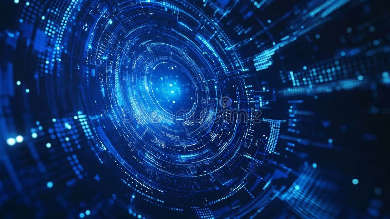 Abstract Blue Technology Background with Science Concept and Radial Shape for Presentation and Design Generative AI royalty free illustration