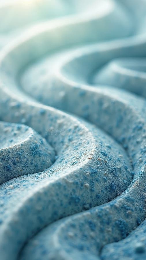 Abstract blue textured foam close-up with wavy patterns in soft light stock illustration