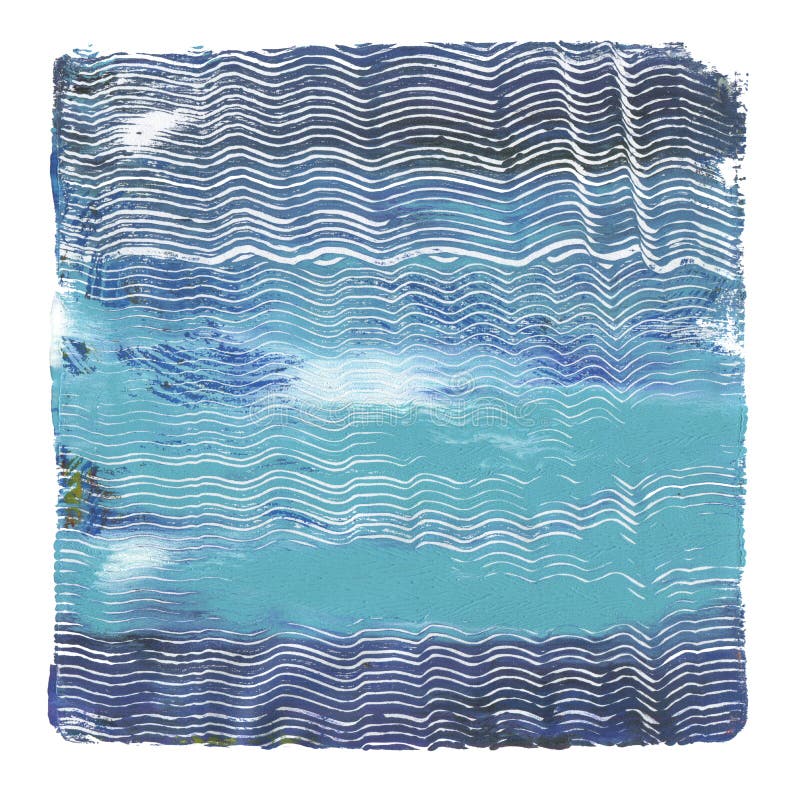 Abstract blue color acrylic and watercolor painting. Monotype template. Canvas texture background. Isolated on white vector illustration