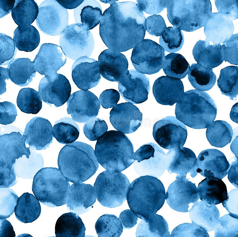 Abstract blue watercolor dye seamless pattern