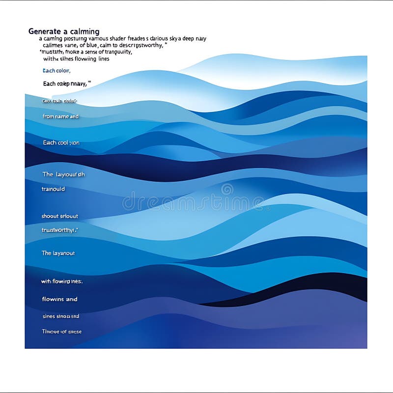 Abstract Blue Wave Design Calming Tranquil Image. An abstract image featuring flowing blue waves in various shades creating a calming and tranquil visual effect