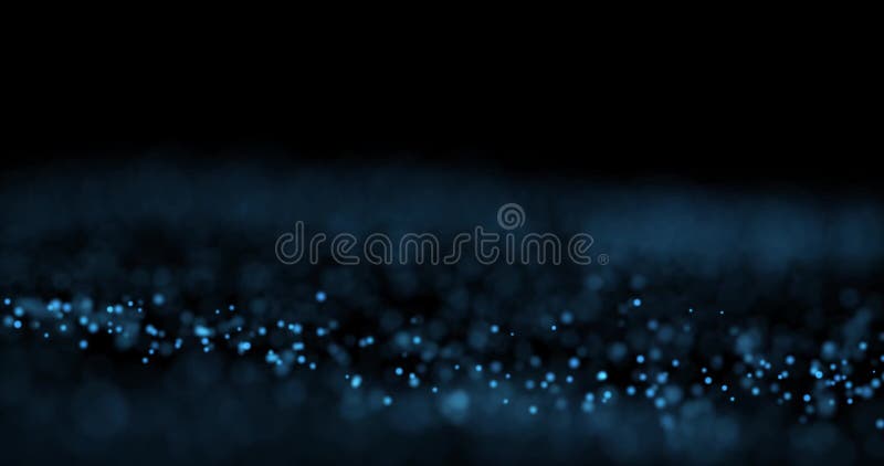 Abstract blue waving glowing dots.