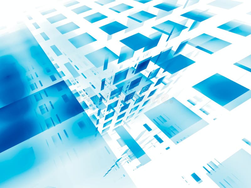 Abstract blue and white 3d illustration - computer generated background stock illustration