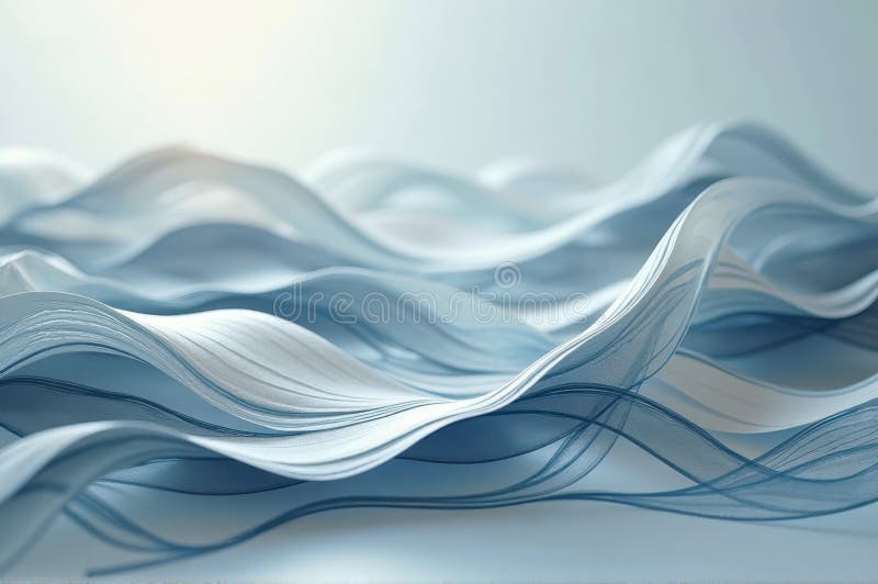 Abstract blue and white wave patterns in soft focus background stock illustration