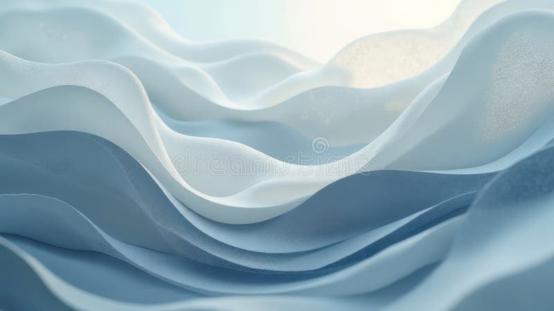 Abstract blue and white waves flowing in gentle layered patterns stock illustration