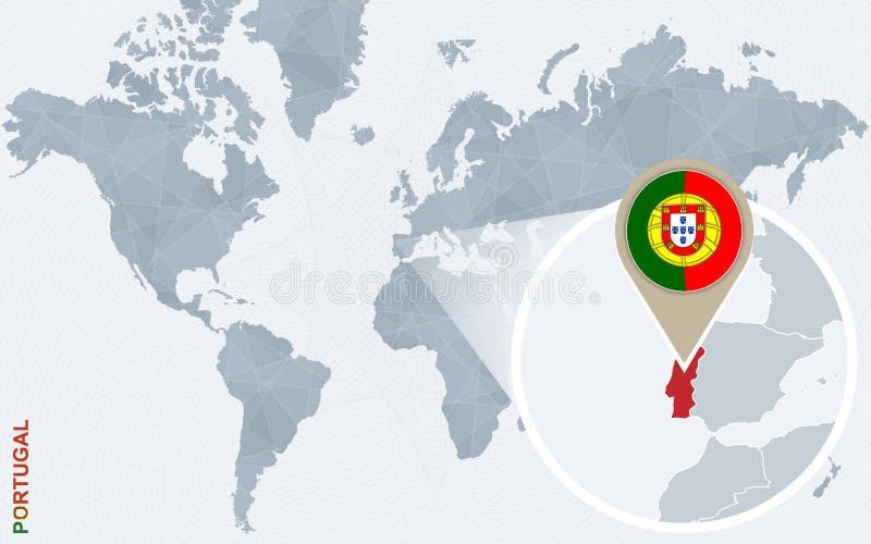 Portugal map focus. Isolated world map. Isolated on white