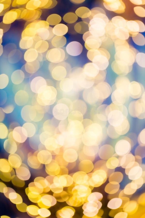 Abstract Blue and Yellow Christmas Light Background Stock Photo Image