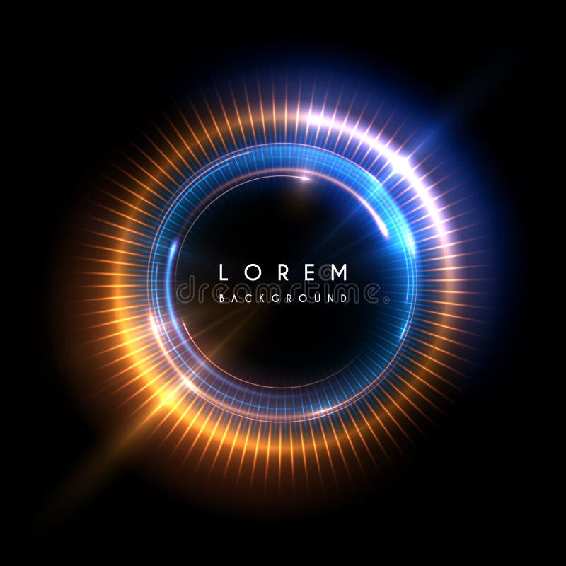 Abstract blue and yellow light circle effect stock illustration
