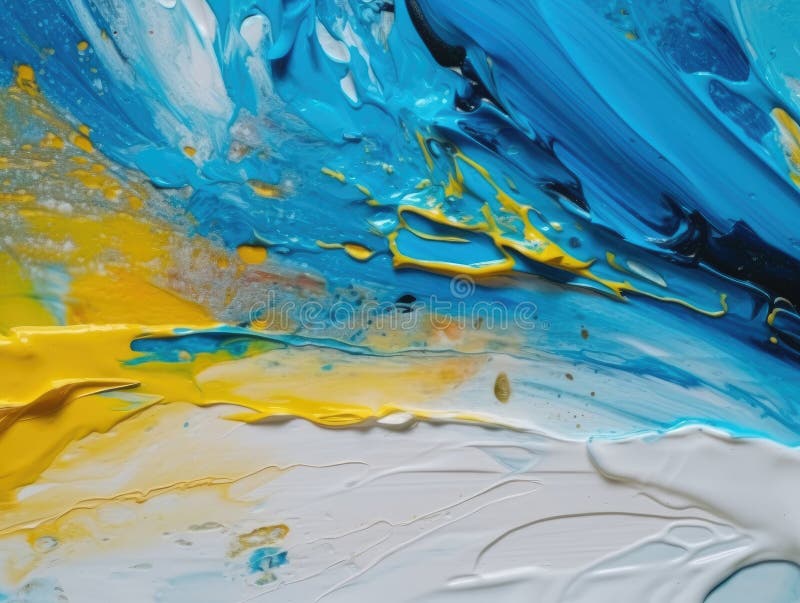 Abstract Blue and Yellow Paint Background. Acrylic Texture Background